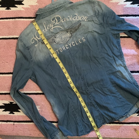 Harley Davidson 🦅denim snap up top Small - Picture 11 of 16